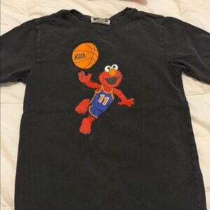 Kith Kids Black Tee with Elmo Basketball Graphic
